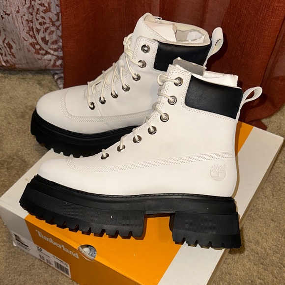 Timberland Women's White and Black Combat Boots - Picture 3 of 6